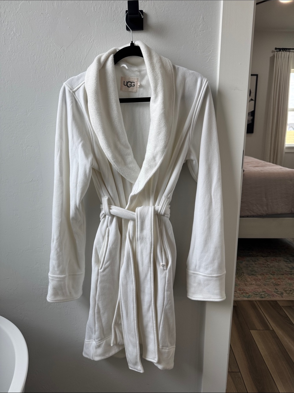 UGG Women's Cream Plush Shawl-Collar Robe with Belt